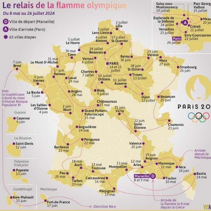 Route of the 2024 Olympic flame